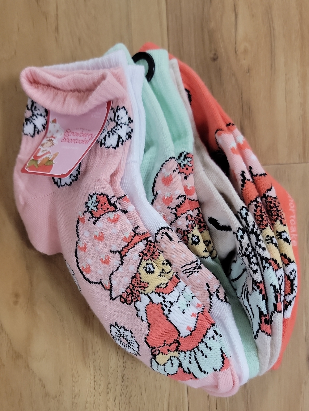 Girls Strawberry Shortcake No-Show Footies - Pink/Mint/Coral/White (5 Pack)